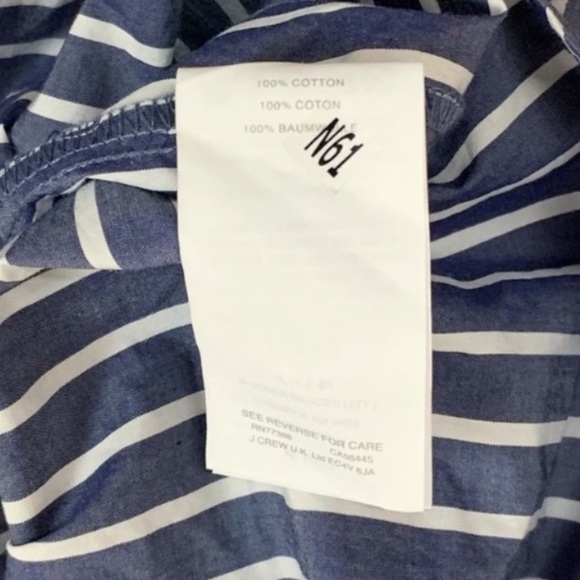 NWT J. Crew Striped Off Shoulder 3/4 Puff Sleeve Top In Blue & White - Picture 7 of 8